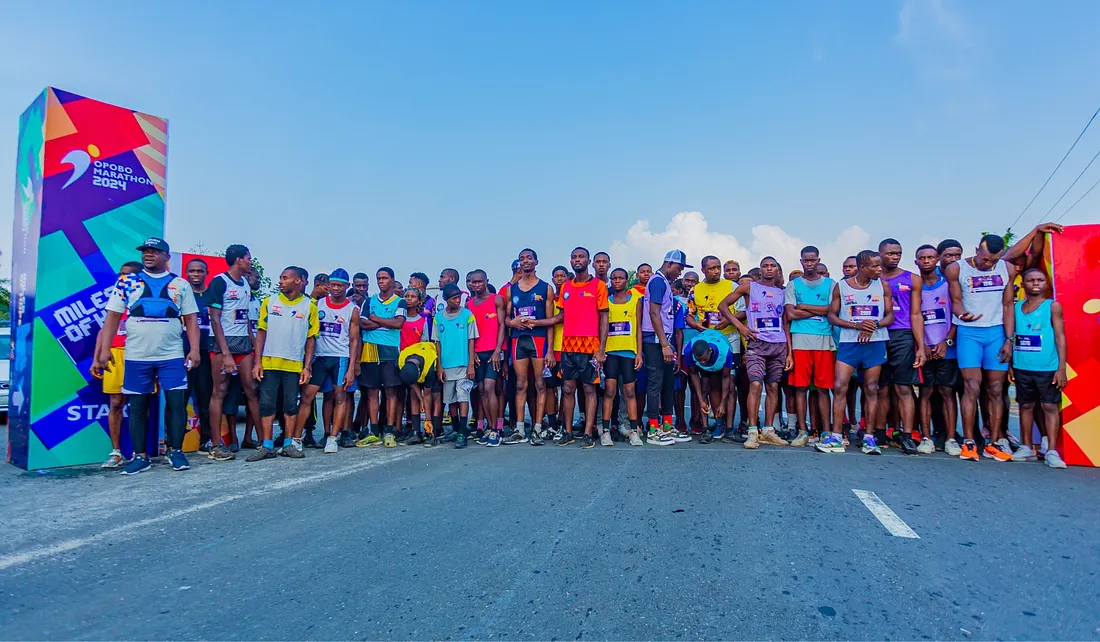 Opobo Marathon runners gathered across the 2024 start line